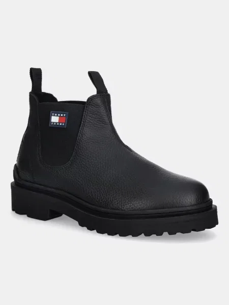 Tommy Jeans ghete chelsea de piele TJM CHELSEA LEATHER WL negru