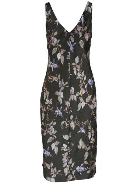 Rochie midi Vince din satin cu model floral cu imagine albastru