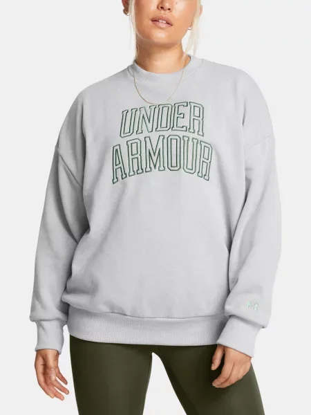 Dámska mikina Under Armour Icon Heavyweight Terry Oversized Crew mod gray/forest green zelená