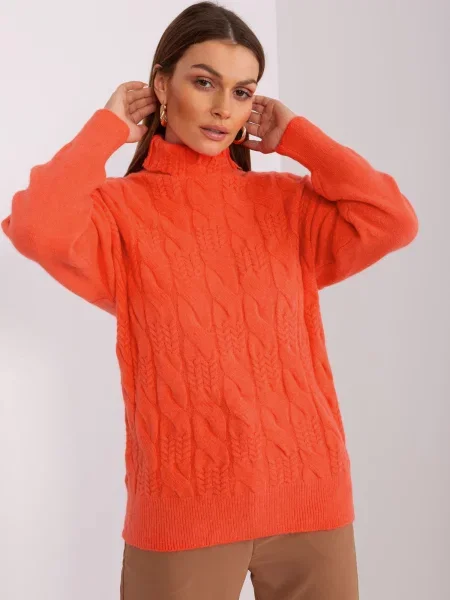 Pulover Fashionhunters tricotate portocaliu
