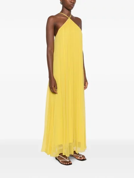 Rochie maxi Staud cu gât halter galben
