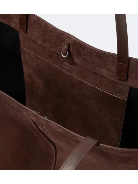 Geantă Jil Sander din piele de căprioară maro
