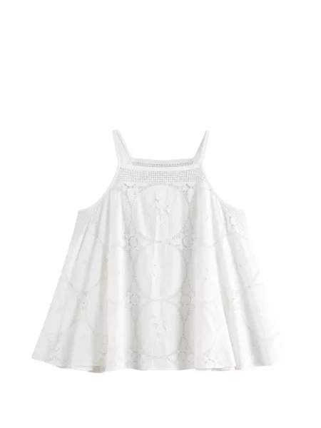 Rochie mini Emergency Room cu model floral tricotate alb