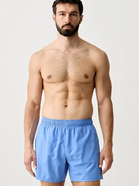 HUGO pantaloni scurți de baie pentru bărbați TONAL_LOGO albastru