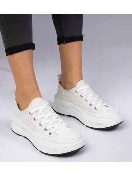 Sneakerși D/ceo din dantelă alb