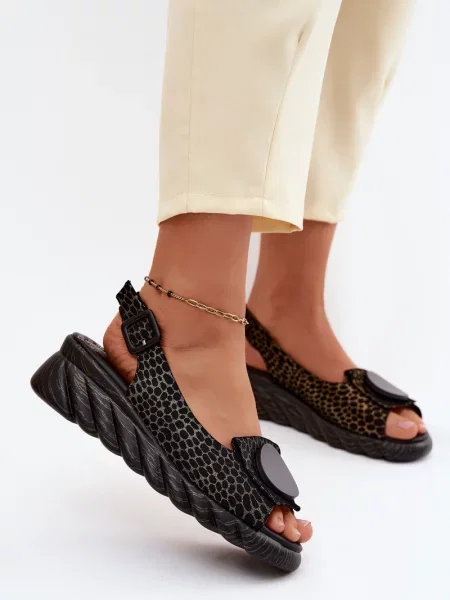 Sandale Artiker din piele cu platformă negru