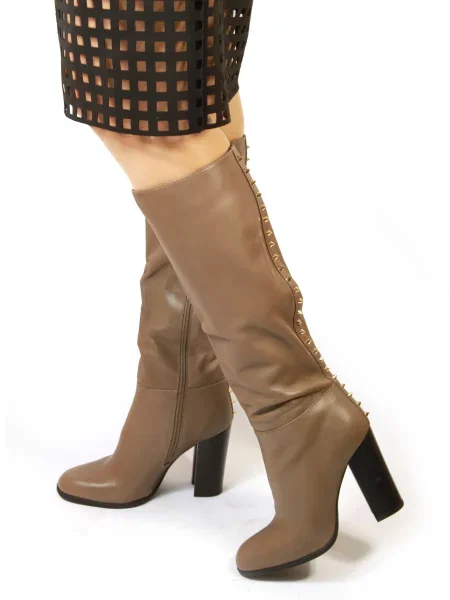 Шкіряні Жіночі Чоботи It-girl бежевий