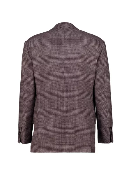 Vlněné kostkované sako Brunello Cucinelli hnědé