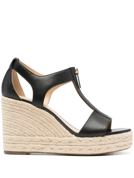 Δερμάτινα sneakers Michael Michael Kors με φιόγκο με τακούνι-σφήνα μαύρο