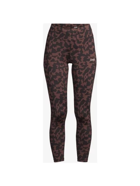 Długie legginsy Casall Essential Printed brązowo w panterkę XS czarne