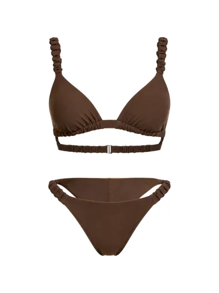 Bikini Me Fui cu volane cu bretele maro
