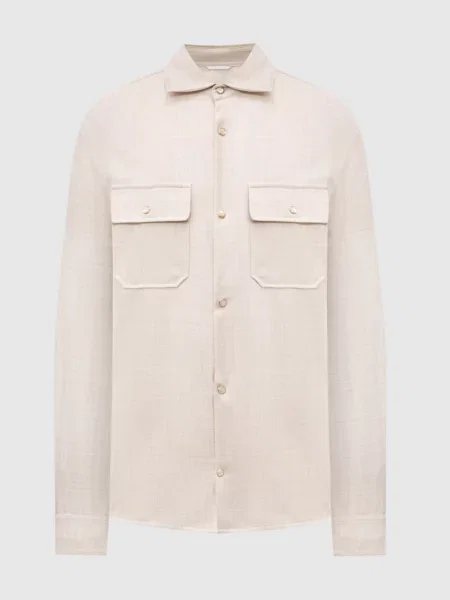 Сорочка з вовни Marco Pescarolo бежева