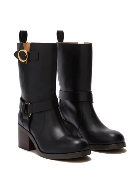Botine Odissì din piele cu bretele negru