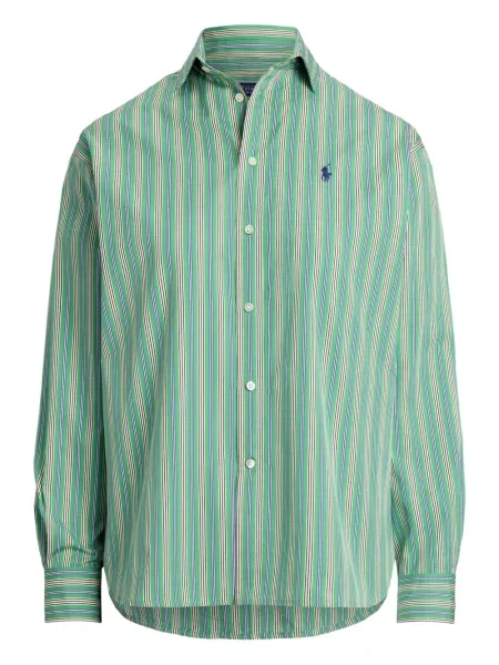 Дълго мрежеста тениска Polo Ralph Lauren с кръгло деколте зелено
