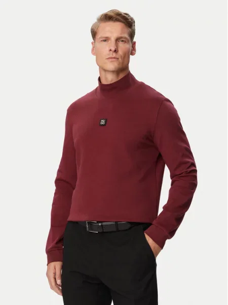 HUGO Longsleeve Derytur Bordowy