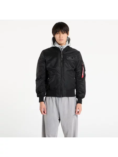Bomberka z kapturem i wyhaftowanym logo Alpha Industries czarny