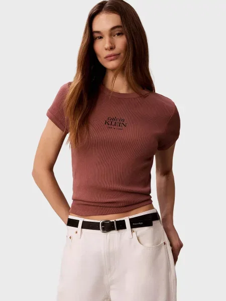Детская футболка Calvin Klein Jeans коричневая