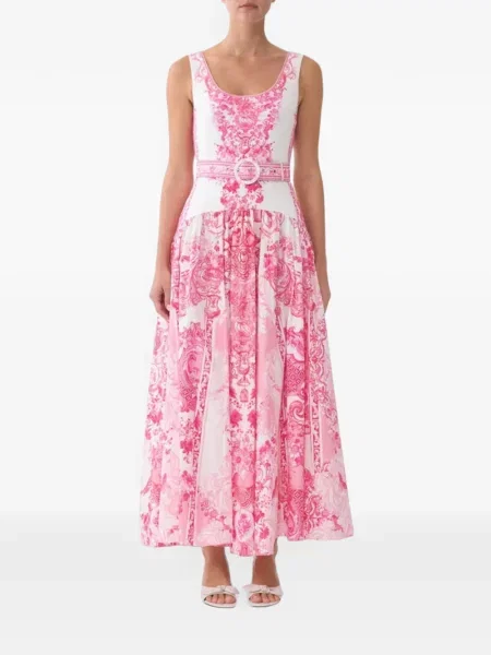 Rochie midi Camilla cu model floral cu imagine alb
