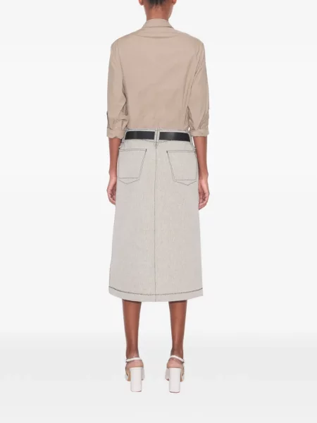 Fustă Tory Burch din canvas gri