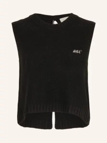 Another Cotton Lab Krótki Sweter Z Dzianiny schwarz czarny