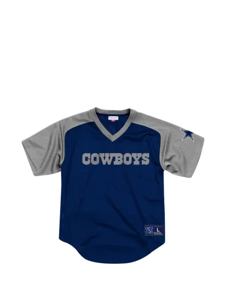 Tricou Mitchell & Ness cu decolteu în V albastru