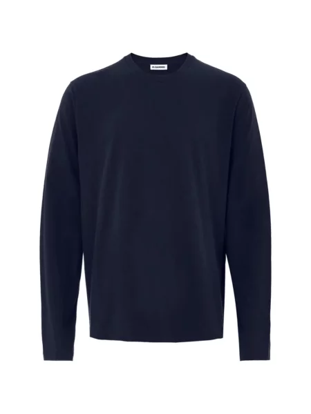 Lung tricou Jil Sander cu broderie albastru