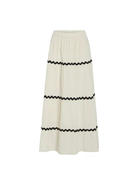 Spódnica maxi Vila w paski beżowa