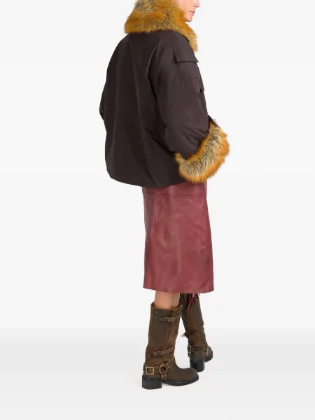 Garnitură de blană geacă Canadian cu blană maro