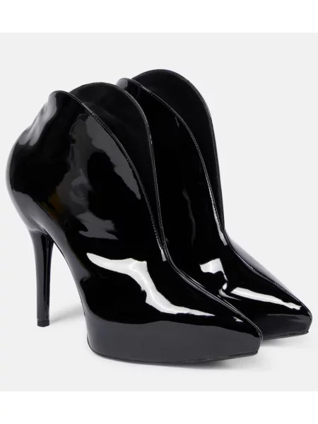 Cizme scurte Alaïa din piele de lac negru