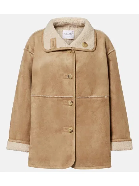 Geacă Velvet de catifea bej