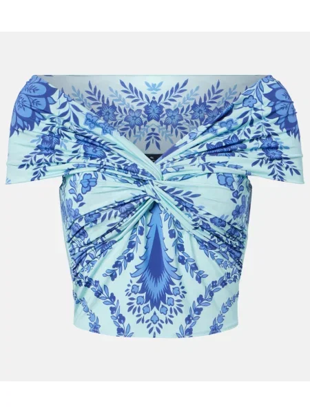 Top Etro cu imagine din jerseu albastru