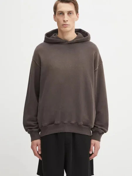 Dukserica Helmut Lang s kapuljačom bez uzorka smeđa