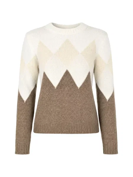 Pulover Gran Sasso de lână cu model argyle maro