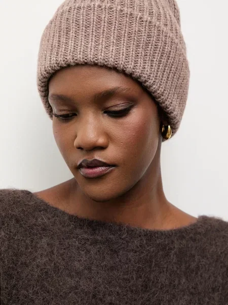 Answear.LAB beanie kapa z dodatkom volne rjava