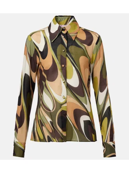 Cămașă Pucci din muselină verde
