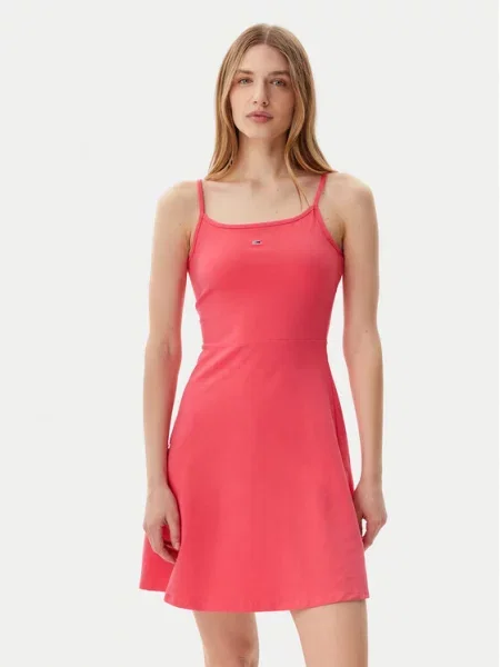 Tommy Jeans Sukienka letnia Essential różowy