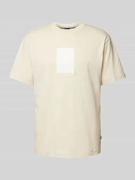 T-shirt z nadrukiem z napisem i logo model ‘Tessin’ Boss biała