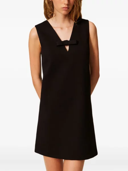 Rochie mini Twinset cu funde fără mâneci de costum negru