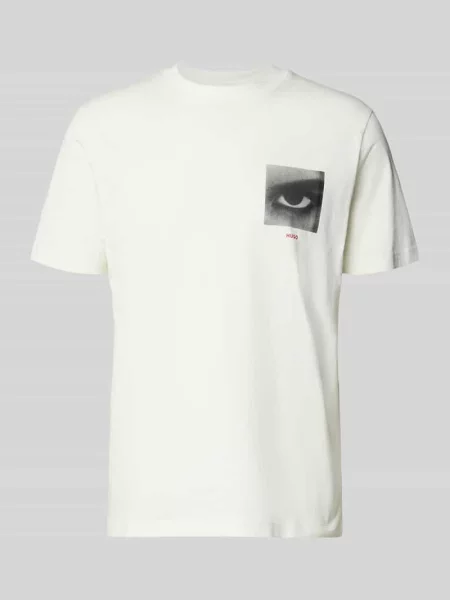 T-shirt o kroju regular fit z czystej bawełny model ‘DEYSS’ Hugo beżowa