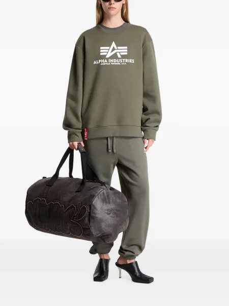 Pulover Alpha Industries cu imagine verde