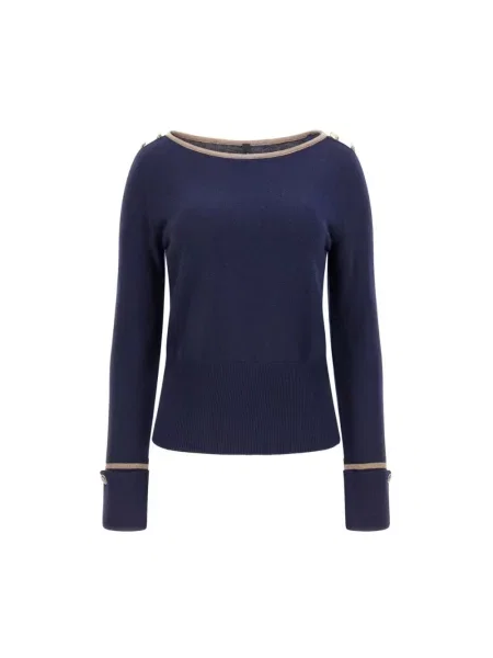 Sweter Marciano z dekoltem w łódkę niebieski