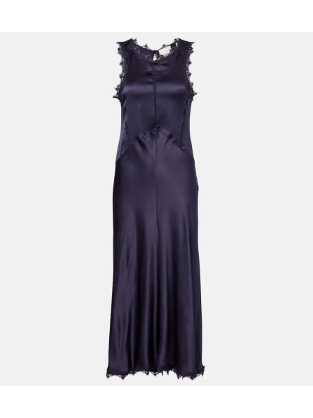 Rochie midi Isabel Marant din satin până la genunchi de costum albastru