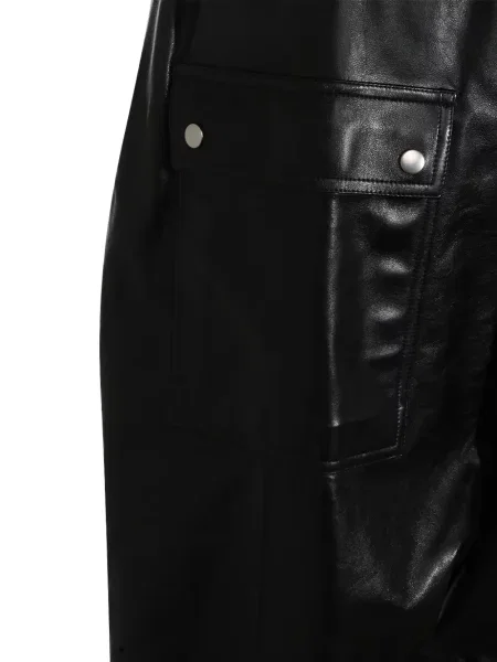 Pantaloni Rick Owens din piele cu cordon negru