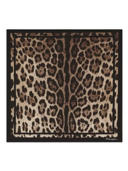 Fular Dolce & Gabbana cu imagine cu model leopard maro