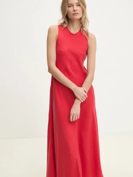 Answear Lab sukienka maxi prosta czerwony