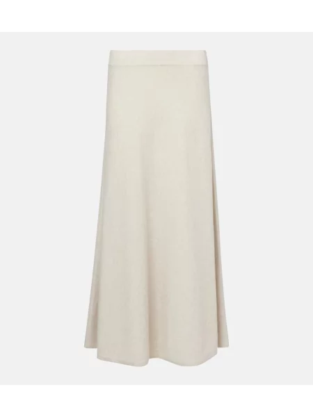 Fusta maxi Lisa Yang cu talie înaltă din cașmir bej
