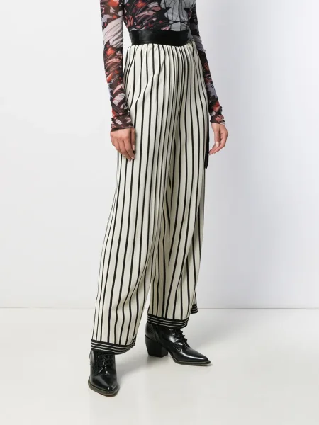 Pruhovaný palazzo kalhoty Jean Paul Gaultier Pre-owned černý