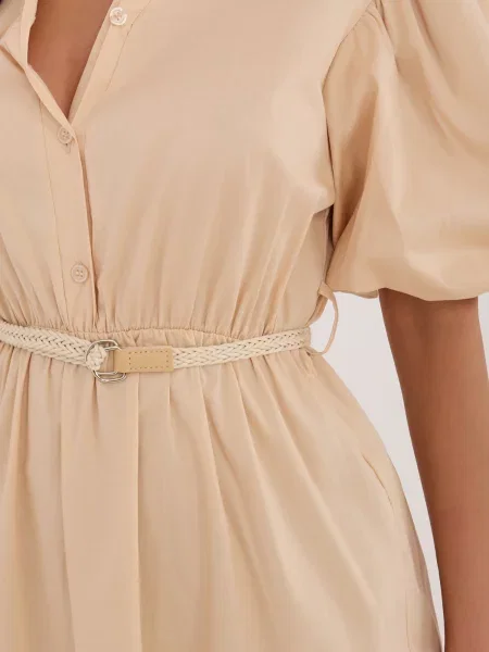 Rochie Italy Moda cu mâneci balon bej