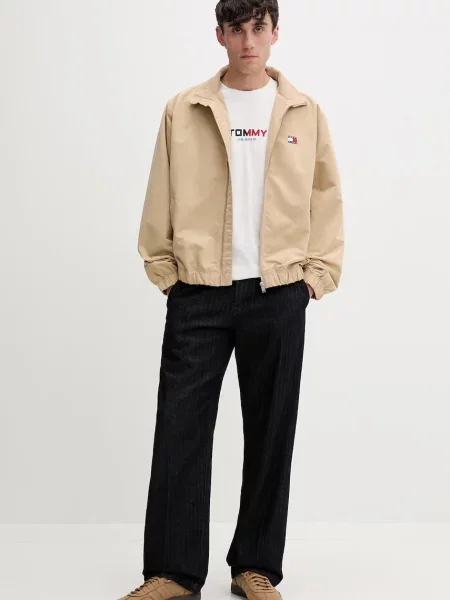 Tommy Jeans prechodná bunda pánska béžová