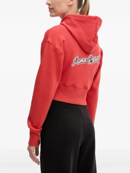 Decupat hanorac cu glugă Puma cu autograf roșu